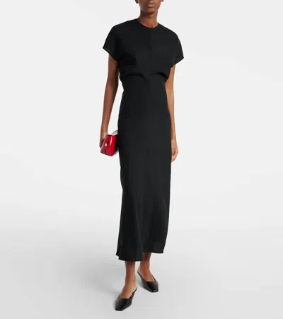 Totême Maxi Dress With Short Sleeves And Shine In Black