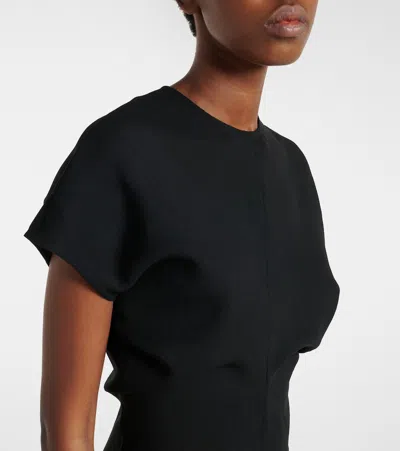 Totême Maxi Dress With Short Sleeves And Shine In Black