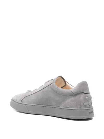Tod's Lace Up Shoes In Suede Mouse Grey With Rubber Sole In Gray