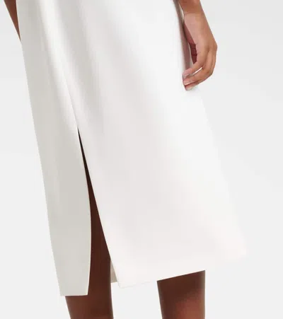 Carolina Herrera Poppy Print Short Sleeve Stretch Crepe Sheath Dress In White
