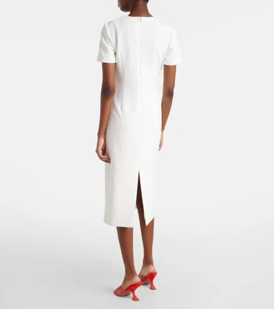 Carolina Herrera Poppy Print Short Sleeve Stretch Crepe Sheath Dress In White
