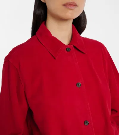 Totême Womens Poppy Soft Long-sleeves Suede Overshirt In Red