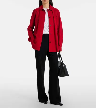 Totême Womens Poppy Soft Long-sleeves Suede Overshirt In Red