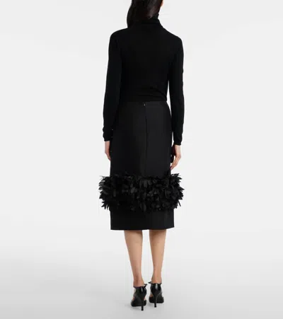 Totême Womens Black Petal High-waist Wool And Silk Midi Skirt In Black