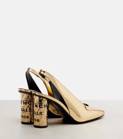 Givenchy Tape Slingbacks In Mirror Effect Leather In Gold