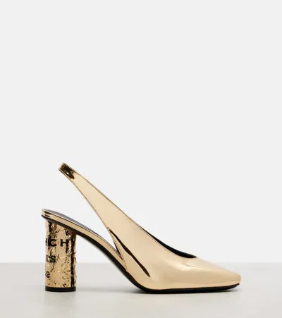 Givenchy Tape Slingbacks In Mirror Effect Leather In Gold