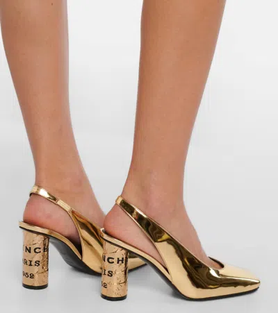 Givenchy Tape Slingbacks In Mirror Effect Leather In Gold
