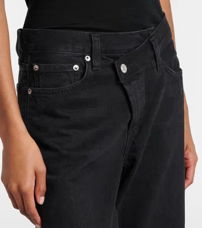 Agolde Arc Criss Cross Asymmetric Straight-leg Jeans In Black