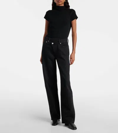 Agolde Arc Criss Cross Asymmetric Straight-leg Jeans In Black