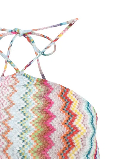 Missoni Short Jumpsuit In Lamé Viscose With Pixel-effect Zigzag Pattern In Multi