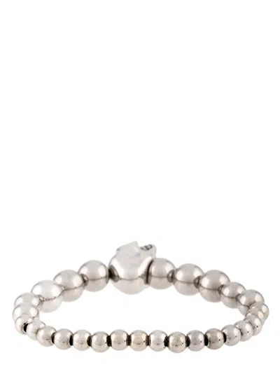 Alexander Mcqueen Skull Multi-bead Brass Bracelet In Silver