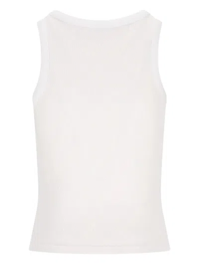Givenchy White Sleeveless Top With Logo Lettering On The Front In Cotton Stretch Woman In White