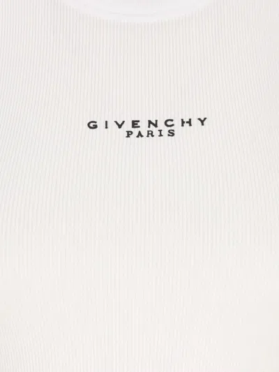 Givenchy White Sleeveless Top With Logo Lettering On The Front In Cotton Stretch Woman In White