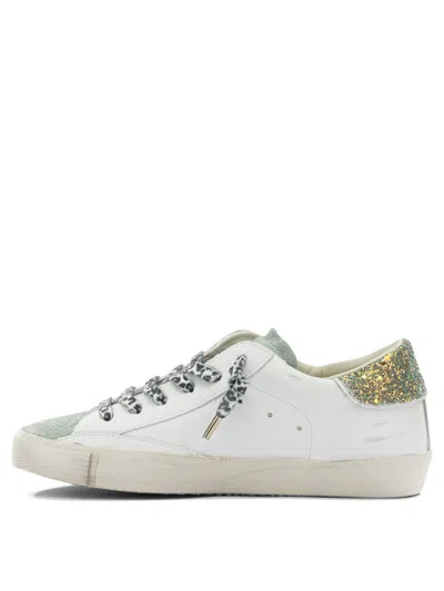 Philippe Model Sneakers Slip On Contrast Panel Glitter Heel In White