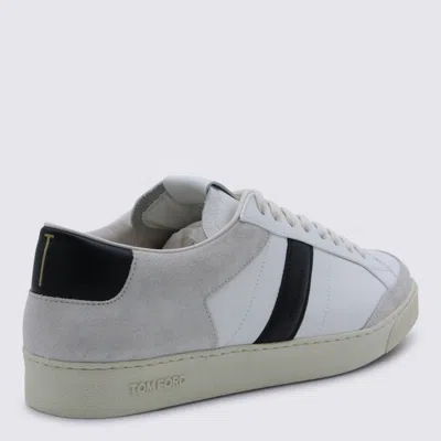 Tom Ford Panelled Suede And Grained Leather Sneakers In White