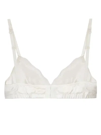 Dolce & Gabbana Soft-cup Satin Bra With Lace Detailing In White