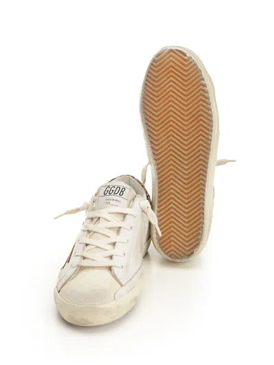 Golden Goose Super Star Leather Upper Horsy Leo Printed Collar Suede Star Sneakers White In Neutral
