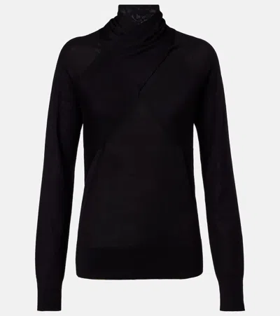 Totême Wool And Silk-blend Turtleneck Sweater In Black