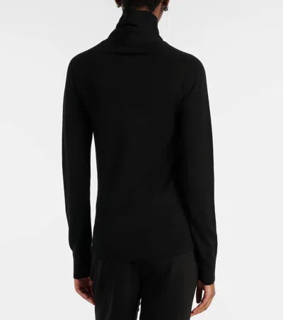 Totême Wool And Silk-blend Turtleneck Sweater In Black