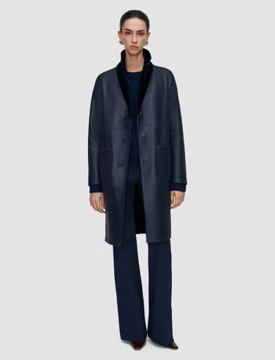 Joseph Britanny Reversible Soft Shearling Jacket In Blue