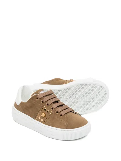 Versace Stud Trainers In Brown