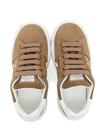 Versace Stud Trainers In Brown