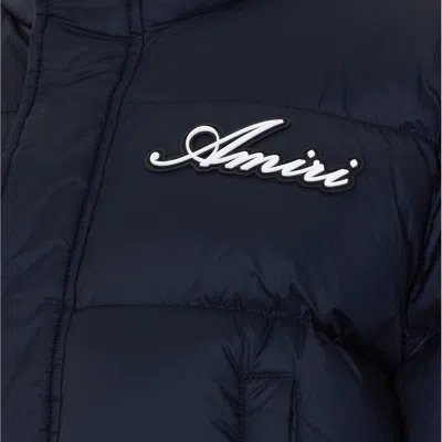 Amiri Down Jacket With High Neck And Pockets In Blue