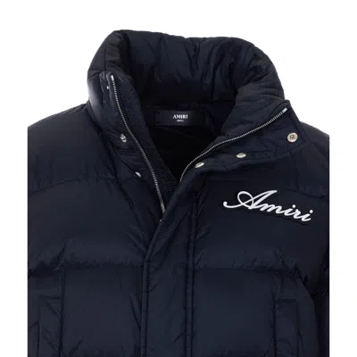 Amiri Down Jacket With High Neck And Pockets In Blue