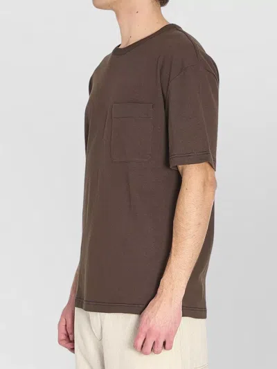 Lemaire Short-sleeved Boxy T-shirt In Heavy Jersey In Brown
