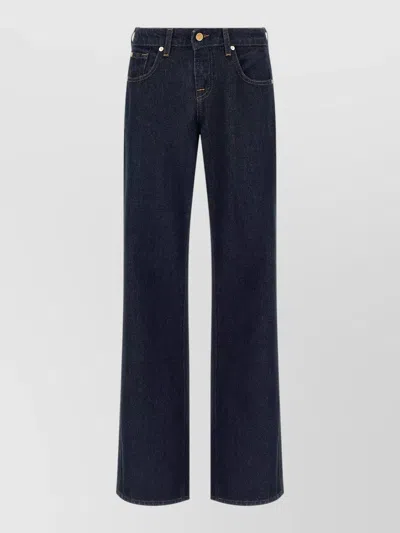 7 For All Mankind Low Rise Jeans Belt Loops Back Pockets In Blue