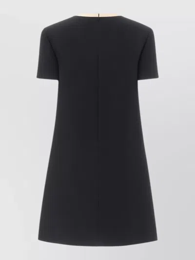 Valentino Silk And Wool Blend Short Sleeve Dress In Black