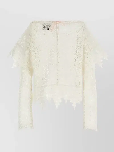 Isabel Marant Hyliana Knit Cotton Lace Top In White