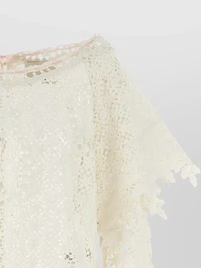 Isabel Marant Hyliana Knit Cotton Lace Top In White