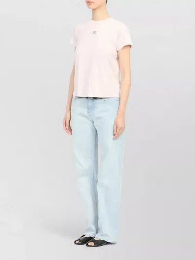 Mm6 Maison Margiela Crew Neck Short Sleeve Cotton Jersey Top In Pink