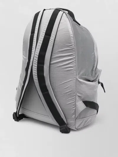 Stone Island Backpack Adjustable Straps Front Zip Pocket Handle In Silver