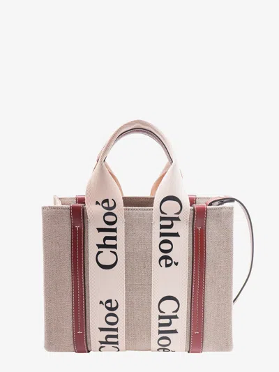 Chloé Woody Linen Handbag In Multi