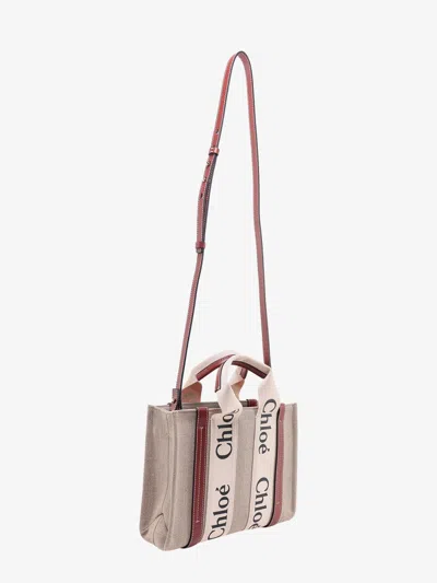 Chloé Woody Linen Handbag In Multi