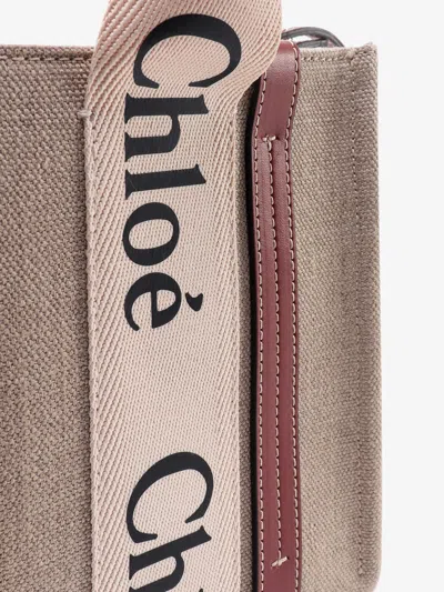 Chloé Woody Linen Handbag In Multi