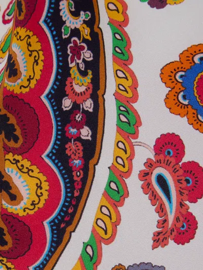 Etro Women Silk Top With American Neckline And Floral Paisley Pattern In Multi
