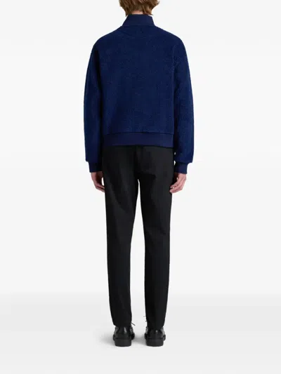Bally Plush-textured High Turtleneck Pullover In Blue