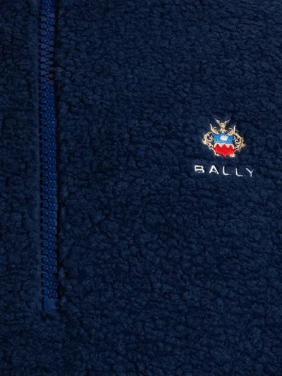 Bally Plush-textured High Turtleneck Pullover In Blue
