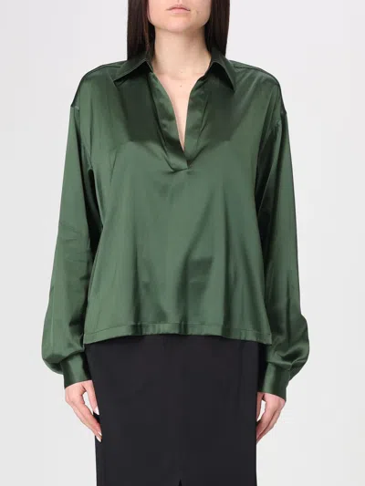 Tom Ford Stretch Silk Satin Polo With Tonal Tf Embroidered Logo Clothing In Green