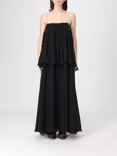 Chloé Open-back Embellished Tiered Silk-georgette Maxi Dress In Black