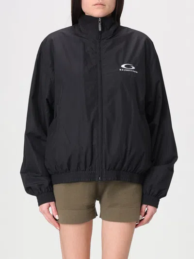 Balenciaga Womens Black Logo-embroidered Cotton-blend Track Jacket In Black
