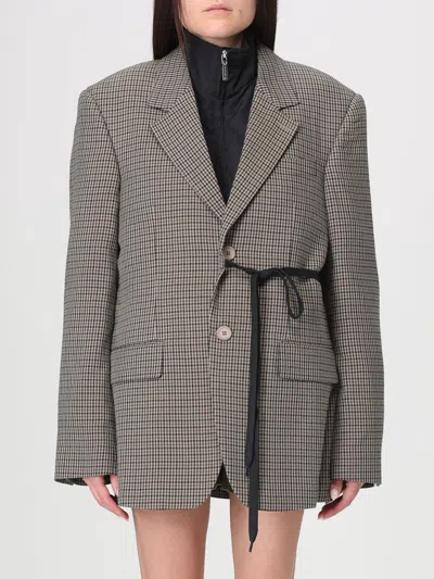 Balenciaga Tailored Wrap Jacket With Checkered Design For Women In Green