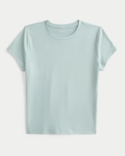 Hollister Seamless Fabric Crew Baby Tee In Green