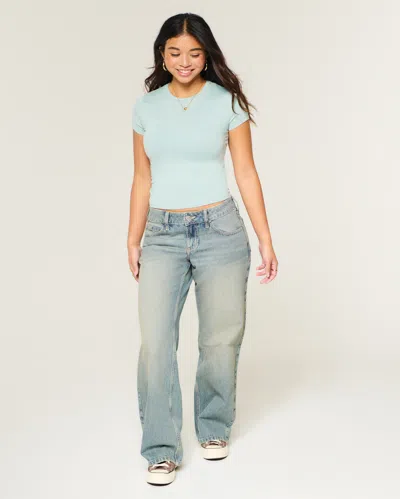 Hollister Seamless Fabric Crew Baby Tee In Green
