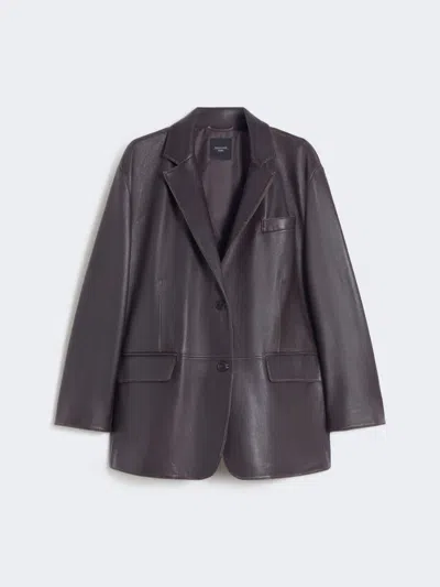 Max Mara Oversized Leather Blazer In Brown