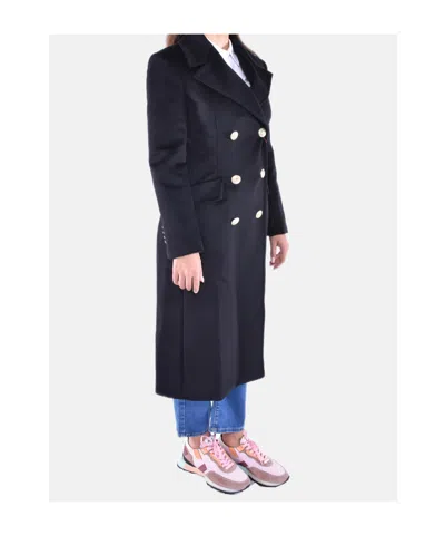 Max Mara Studio Double-breasted Long-sleeved Coat In Black