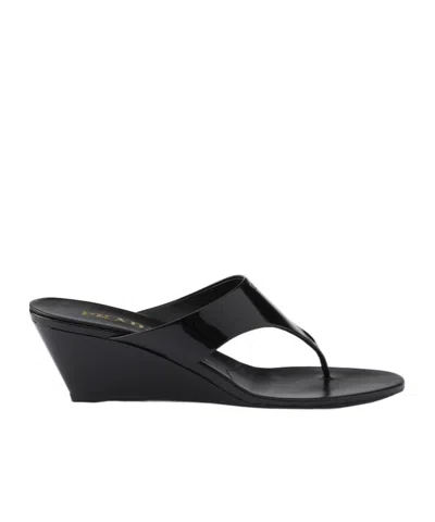 Prada Wedge Flip-flops In Black